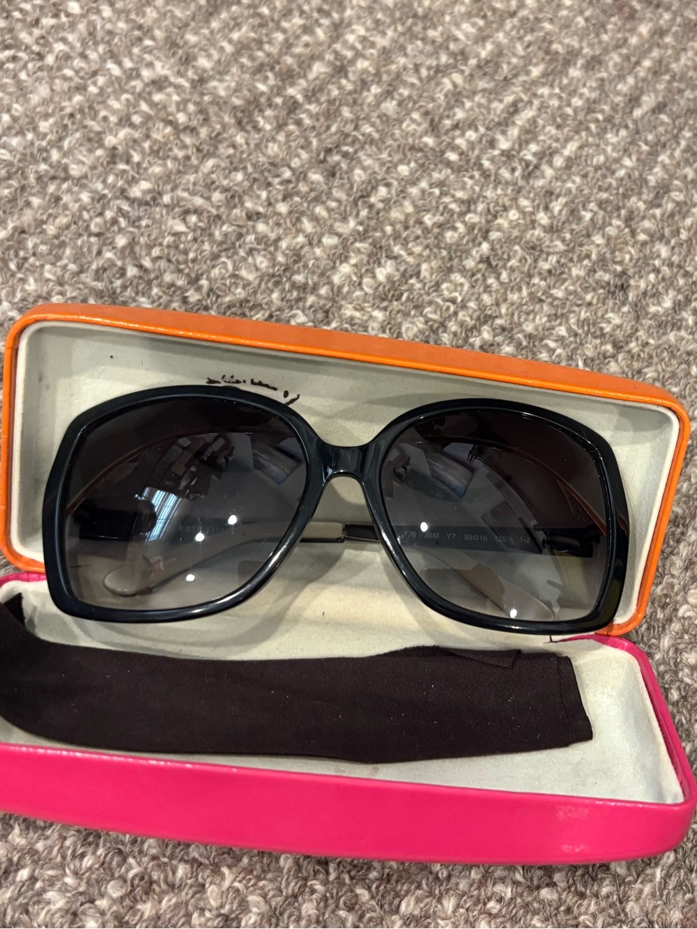 Kate Spade "Darryl" 59mm Sunglasses Black w Mother of Pearl Accents